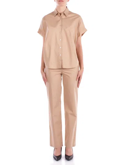 Manila Grace Woman Trousers P264cu Ma002 Straight Beige Trousers In Multi