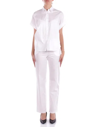 Manila Grace Woman Trousers P264cu Ma009 Straight White Optic Trousers In Multi