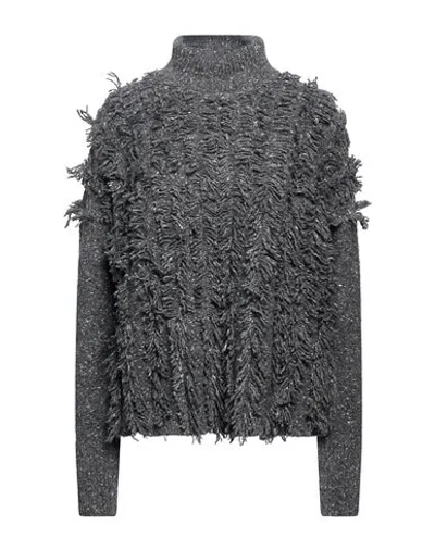 Manila Grace Woman Turtleneck Charcoal Size M Wool, Polyamide, Viscose, Polyester In Gray