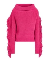 Manila Grace Woman Turtleneck Fuchsia Size L Acrylic, Alpaca Wool, Wool