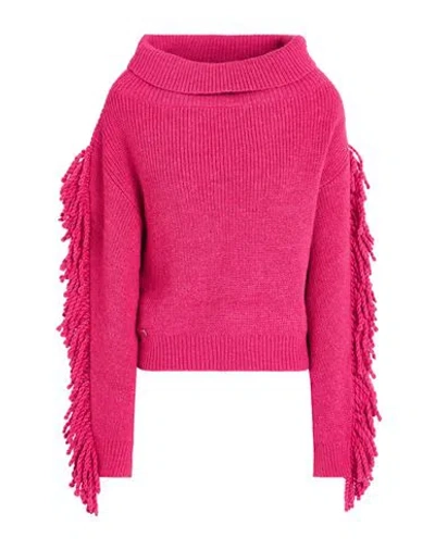 Manila Grace Woman Turtleneck Fuchsia Size L Acrylic, Alpaca Wool, Wool