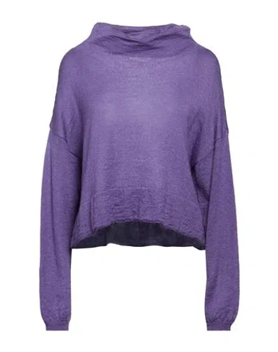 Manila Grace Woman Turtleneck Purple Size S Acrylic, Polyamide, Mohair Wool