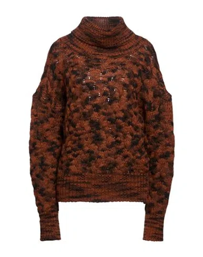 Manila Grace Woman Turtleneck Rust Size L Wool, Polyamide In Red