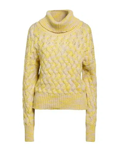 Manila Grace Woman Turtleneck Yellow Size S Wool, Polyamide