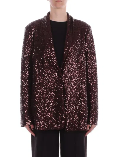 Manila Grace Women's Jacket G185py Ma646 Sequins Brown Jacket