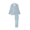 Manito Blue Pleat Velvet Women's Lounge Set - Dutch Canal In Blue
