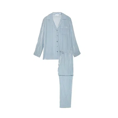 Manito Blue Pleat Velvet Women's Lounge Set - Dutch Canal