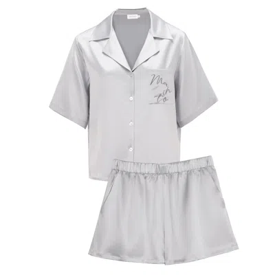 Manito Grey Remington Women's Silk Short Pajama Set - Nimbus Cloud