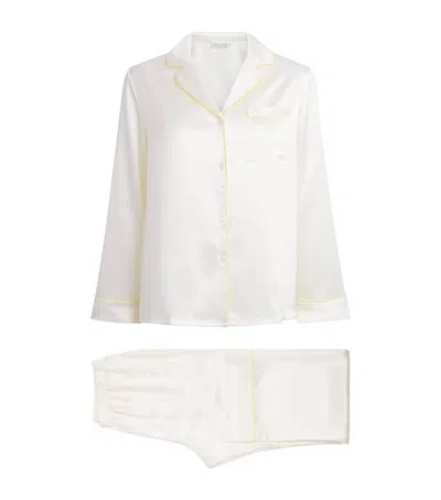 Manito Mulberry Silk Macaron Pyjamas In White
