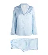 Manito Mulberry Silk Printed Pyjama Set In Blue