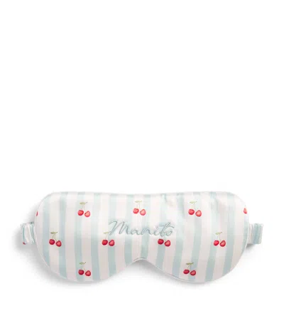 Manito Mulberry Silk Summer Fruits Eye Mask In Blue