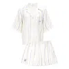 Manito Ocean Stripe Women's Silk Short Pajama Set