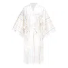 Manito Ocean Stripe Women's Silk Short Robe