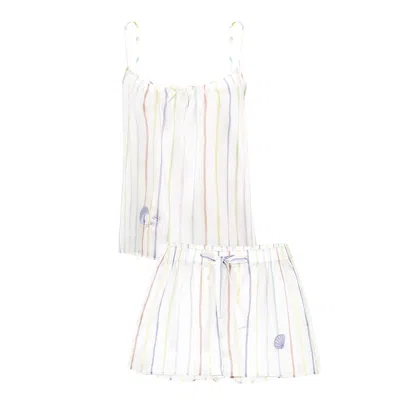Manito Ocean Stripe Women's Tank & Shorts Set In White