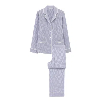 Manito Pink / Purple Damier Women's Pajama Set - Lavender Purple In Pink/purple