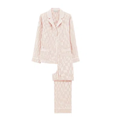 Manito Pink / Purple Damier Women's Pajama Set - Petal Pink In Pink/purple