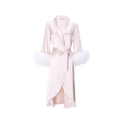Manito Pink / Purple Fiesta Feather Women's Long Robe - Greole Pink In Pink/purple