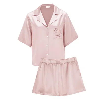 Manito Pink / Purple Remington Women's Silk Short Pajama Set - Cherry Blossom In Pink/purple