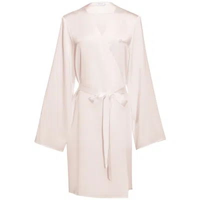 Manito Pink / Purple Wedding Women's Embroidered Silk Short Robe - Ballet Pink