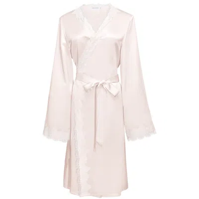 Manito Pink / Purple Wedding Women's Lace Silk Short Robe - Ballet Pink