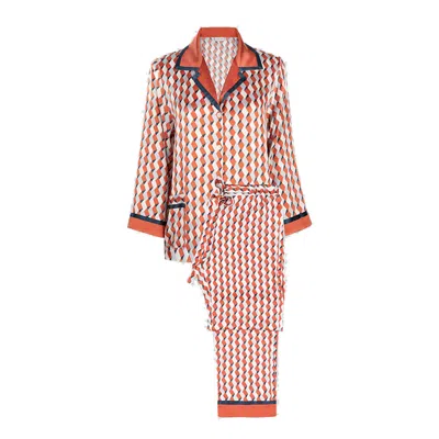 Manito Red Infinite Silk Women's Pajama Set - Infinite Orang