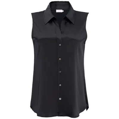 Manito Signature Women's Silk Sleeveless Shirt - Black