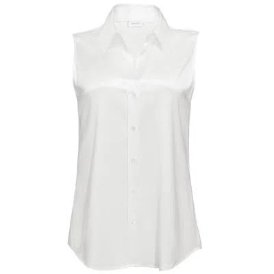 Manito Signature Women's Silk Sleeveless Shirt - White
