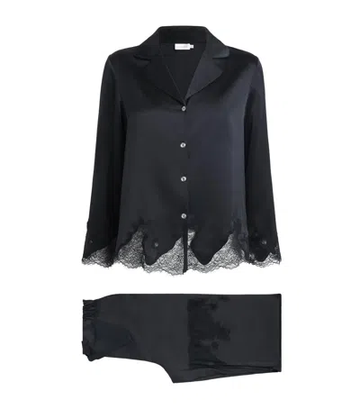 Manito Silk Lace-trim Luella Pyjama Set In Black