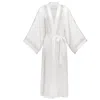 Manito Wedding Women's Lace Silk Long Robe - White