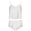 Manito Wedding Women's Lace Silk Pajama Set - White