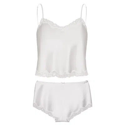 Manito Wedding Women's Lace Silk Pajama Set - White