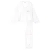 Manito White Ocean Wave Silk Women's Pajama Set In White