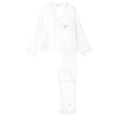 Manito White Ocean Wave Silk Women's Pajama Set