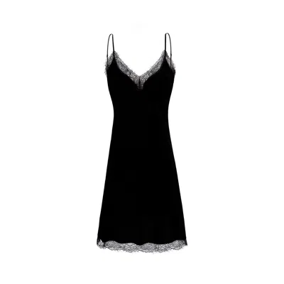Manito Women's Black Luella Silk Velvet Nightdress