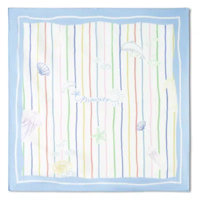 Manito Women's Blue Ocean Stripe Silk Scarf