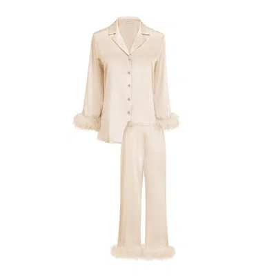 Manito Women's Diva Feather Trimmed Pajama Set - Golden Desert