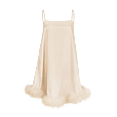 Manito Women's Diva Feather Trimmed Short Slip Dress - Golden Desert