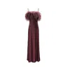Manito Women's Fiesta Feather Silk Nightdress - Begonia Red In Red