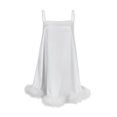 Manito Women's Grey Diva Feather Trimmed Short Slip Dress - Silver Gray
