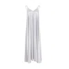 Manito Women's Grey Serene Silk Long Dress - Nimbus Cloud In Grey