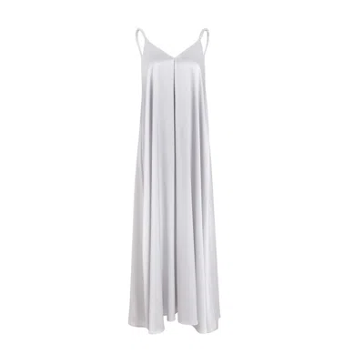 Manito Women's Grey Serene Silk Long Dress - Nimbus Cloud