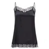 Manito Women's Latica Lace Silk Camisole Top - Black In Black