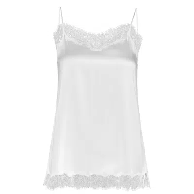 Manito Women's Latica Lace Silk Camisole Top - White