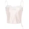 Manito Women's Pink / Purple Flora Lace Silk Camisole Top - Ballet Pink