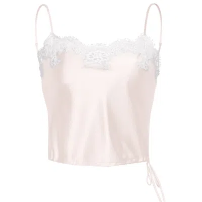 Manito Women's Pink / Purple Flora Lace Silk Camisole Top - Ballet Pink
