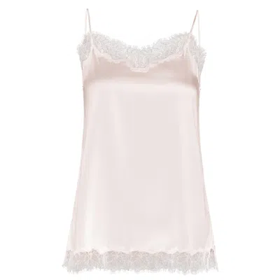 MANITO WOMEN'S LATICA LACE SILK CAMISOLE TOP - BALLET PINK