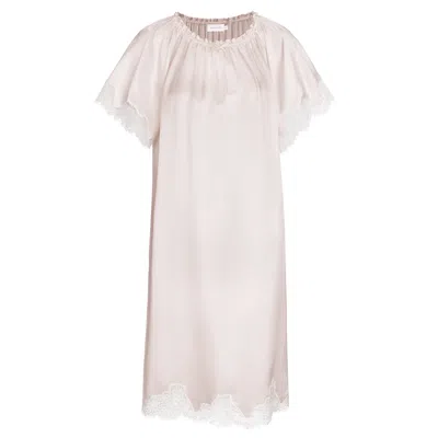 Manito Women's Pink / Purple Luella Lace Silk Short Sleeve Dress - Ballet Pink In Pink/purple