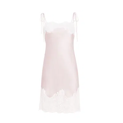Manito Women's Pink / Purple Windy Silk Lace Short Dress - Petal Pink In Pink/purple