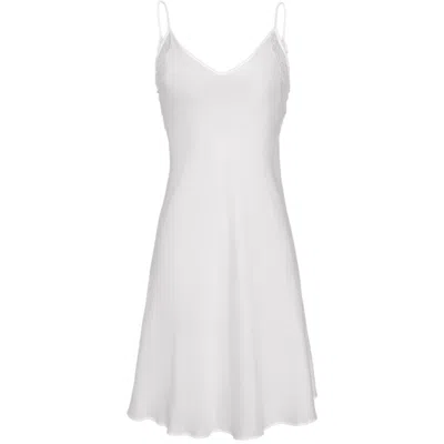 Manito Women's Wedding Floral Lace Silk Mini Dress - White
