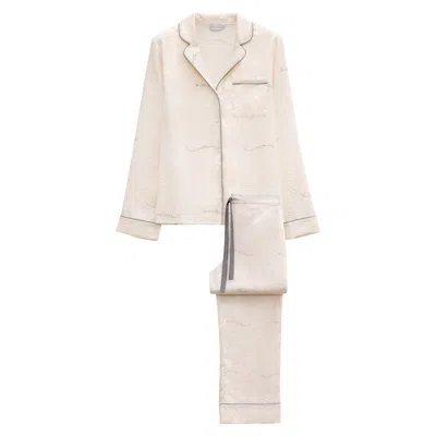 Manito Women's White Jungle Tiger Print Pajama Set In Neutral